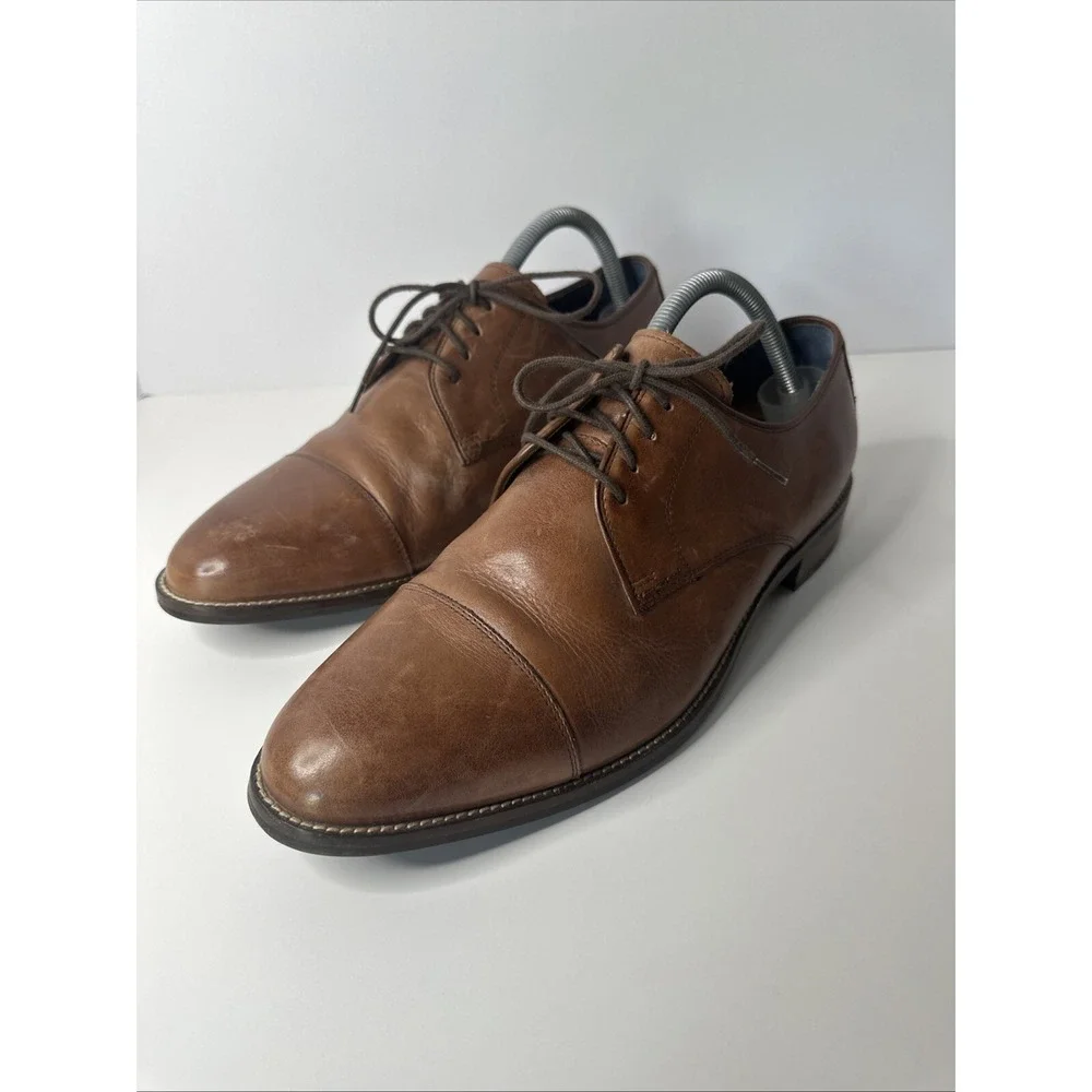 Cole Haan C11632 Men's Lenox Hill Cap Oxford British Tan Leather Dress Shoes 10W